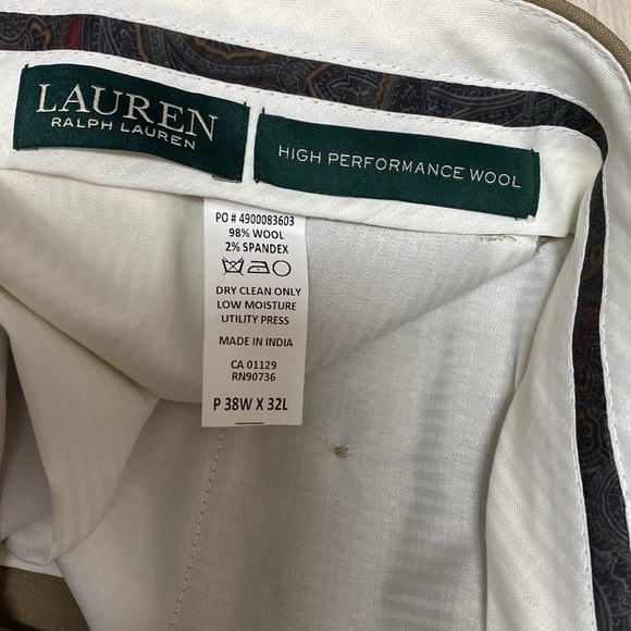 LAUREN RALPH LAUREN khaki men’s wool pants size 38W x 32L - Picture 3 of 4